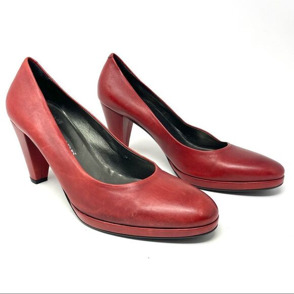 MARIPE Red Leather Pumps Size 40 - Picture 3 of 11
